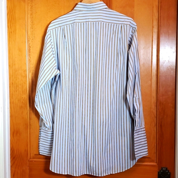 MILLER BROTHERS LTD BLUE & YELLOW  STRIPPED LONGSLEVE BUTTON UP - Picture 2 of 5